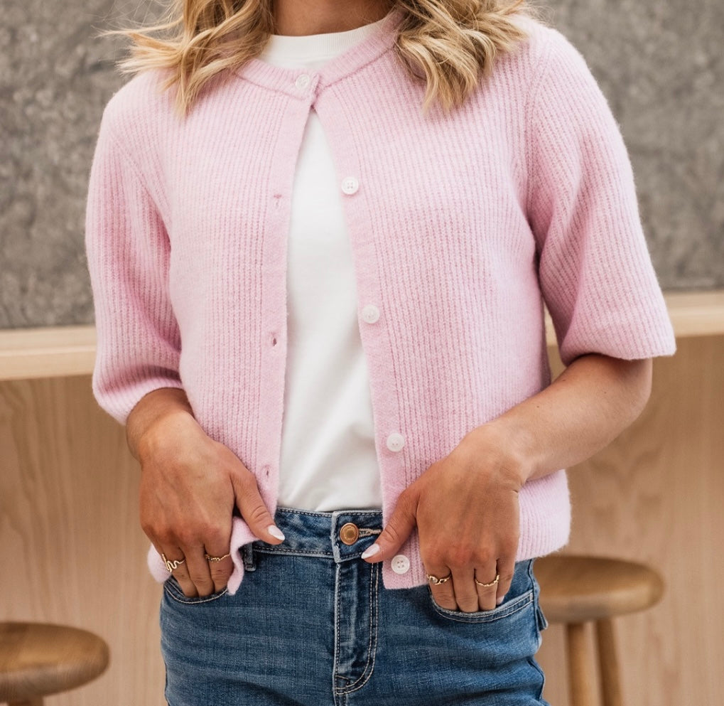 PCSILLY Knit Cardigan - Roseate Spoonbill