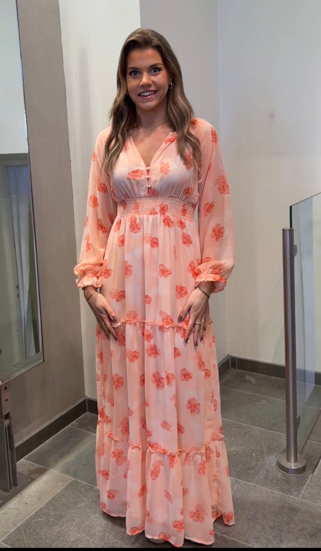 AWMAUDE Long Dress - Pearl