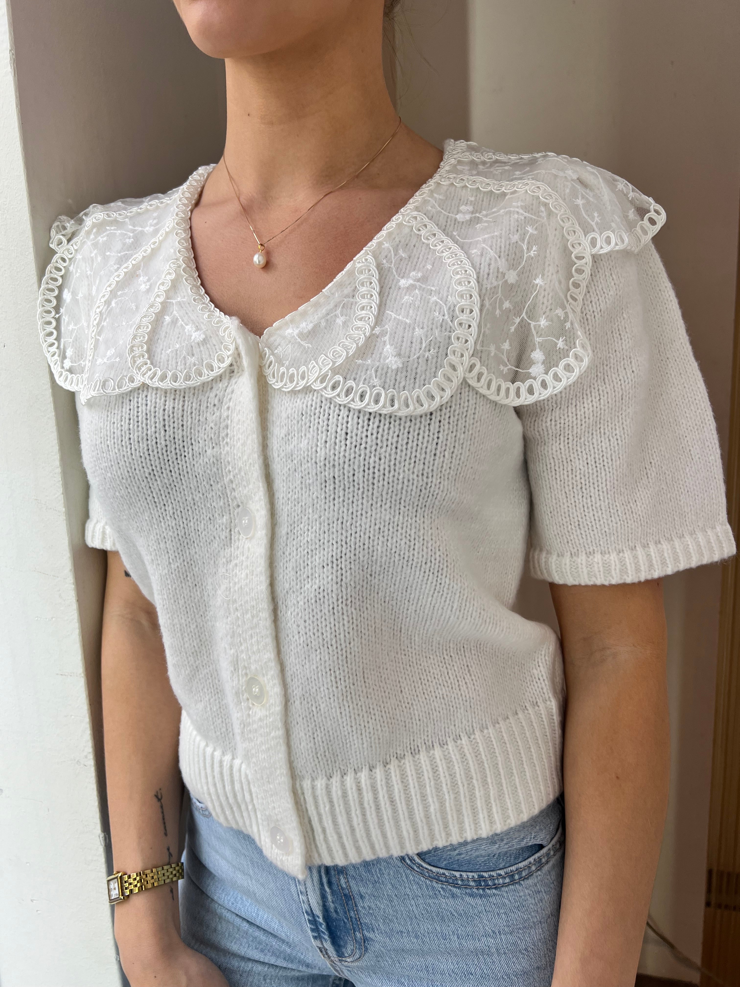 PCABBY Knit Cardigan - Cloud Dancer