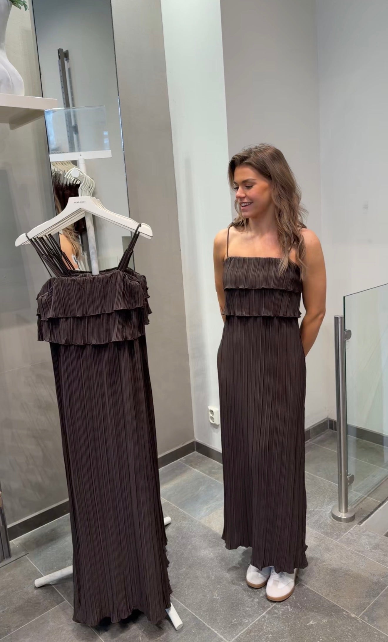 PCAMBER Long Dress - Hot Fudge