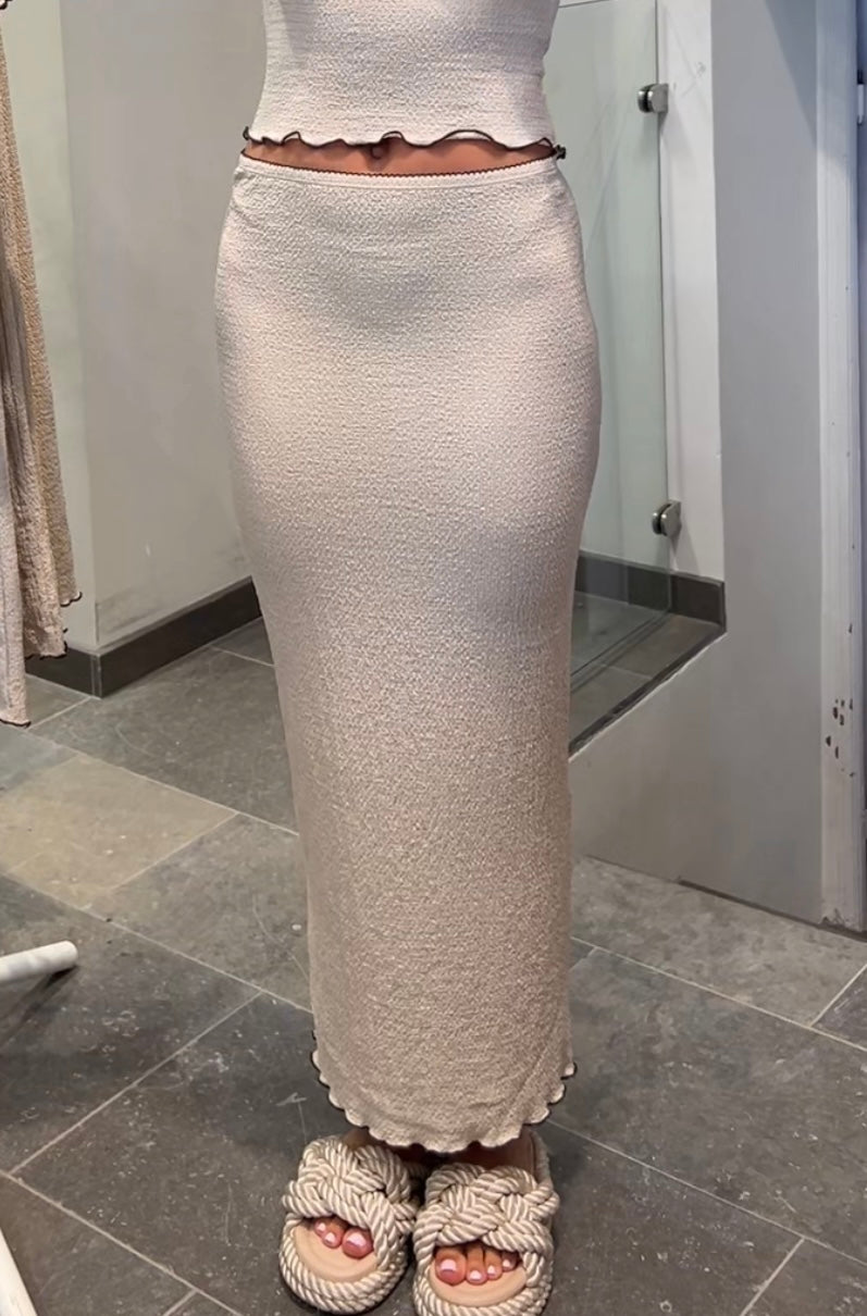 PCFRANCY Midi Skirt - Sandshell