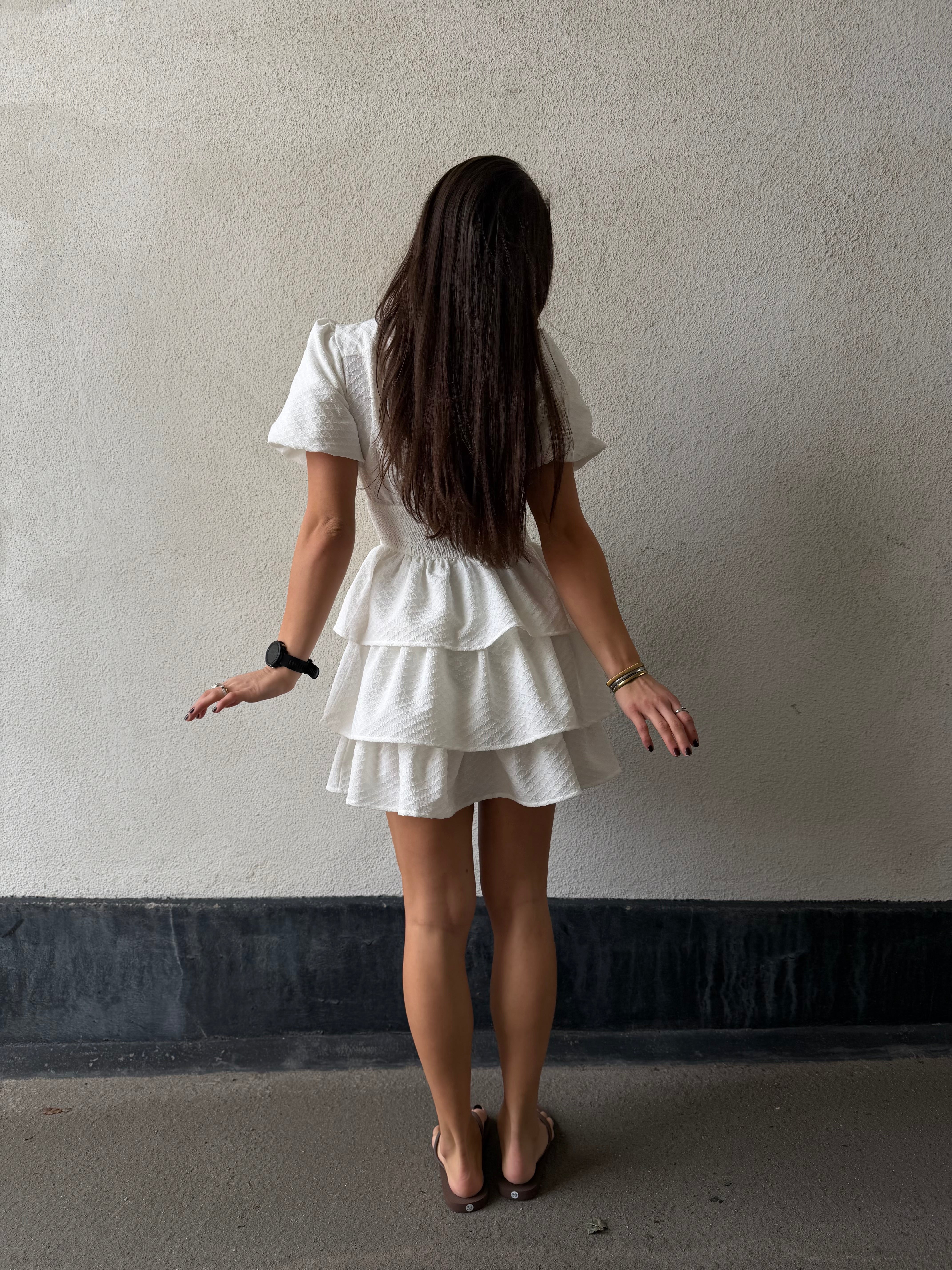 PCMONIKA Short Dress - Cloud Dancer