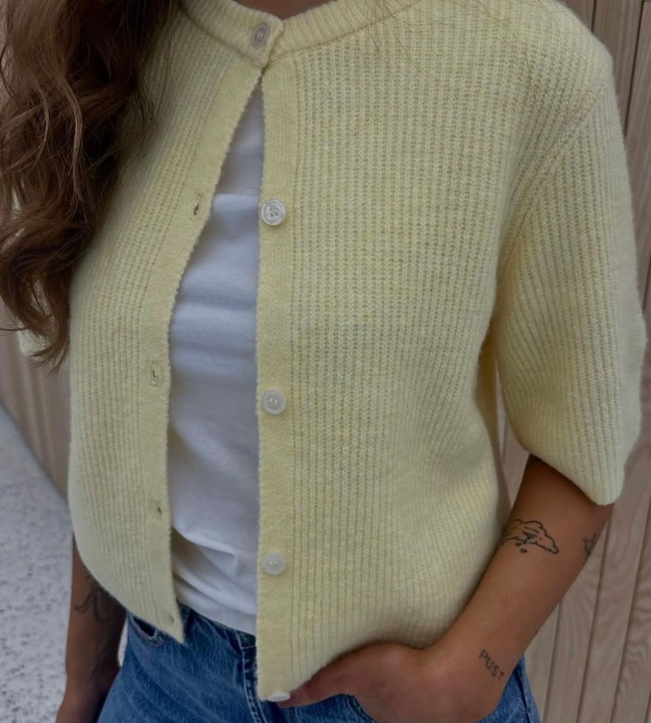 PCSILLY Knit Cardigan - Pale Banana