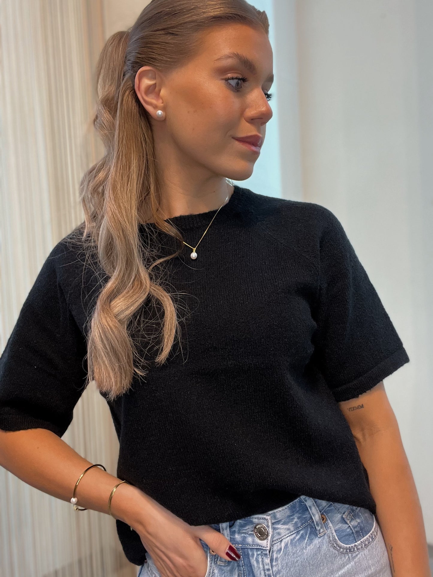 PCMIKELA Knit Top - Black
